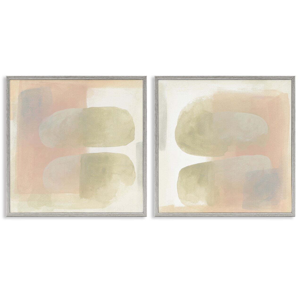 Stupell Industries Neutral Oblong Shapes Abstract 2pc Framed Giclee Wall Art Set Design by June Erica Vess